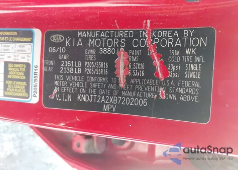 2011 Kia Soul + из США, поврежденный, VIN KNDJT2A2XB7202006